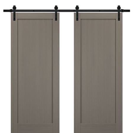 Sartodoors Double Barn Interior Door, 72" x 80", Gray QUADRO4111DB-KS-72